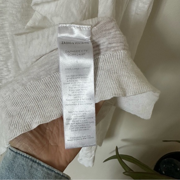 Zadig & Voltaire Daphnee Light Asymmetrical Cotton Cardigan Size S White - Picture 6 of 6